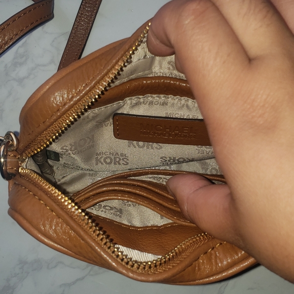 Michael Kors Small Brown Leather Crossbody Purse - Picture 2 of 3
